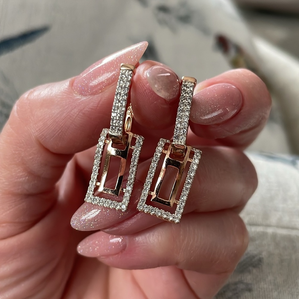 14k solid gold and diamond  earrings